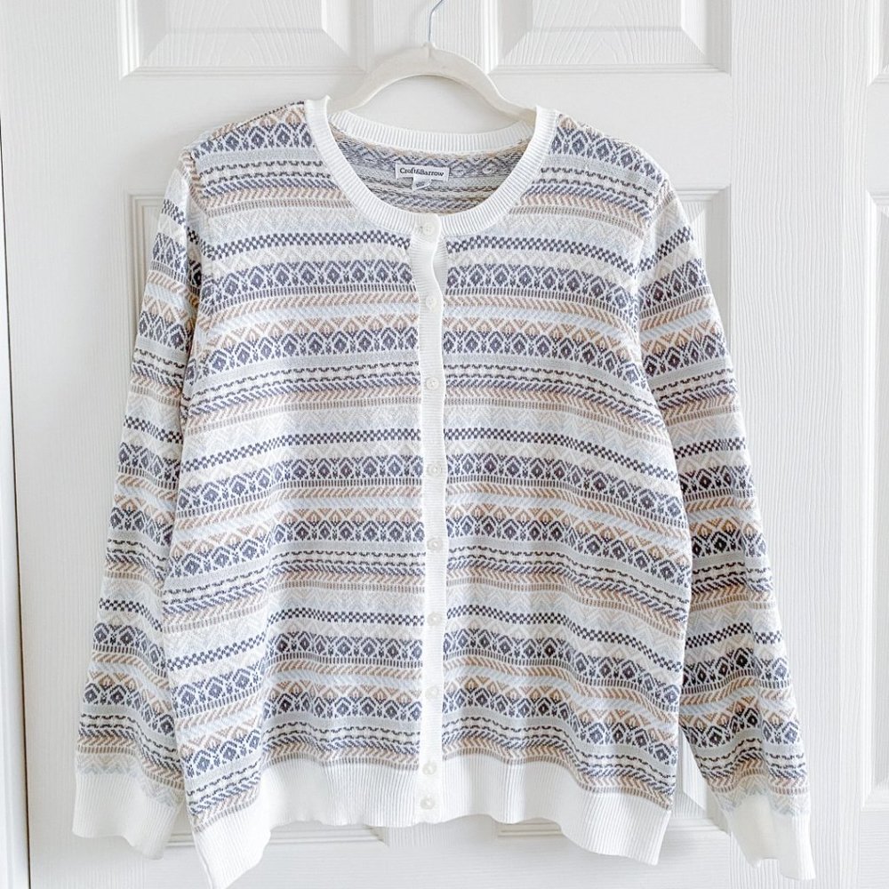 Croft & Barrow Patterned Lightweight Button Cardigan Grandpa Sweater